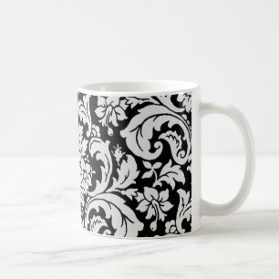 Caneca De Café Floral preto e branco