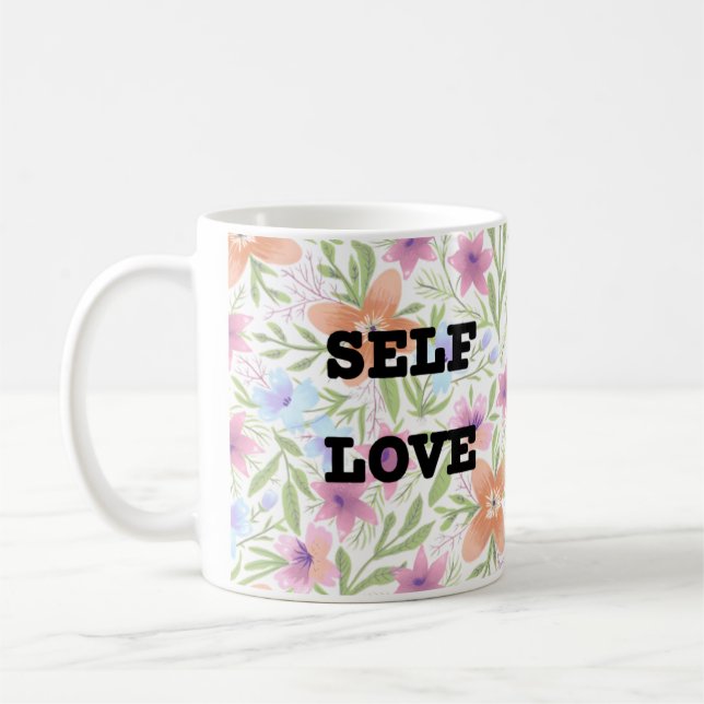 Caneca De Café Floral | Primavera | Personalizável | Clássico (Esquerda)