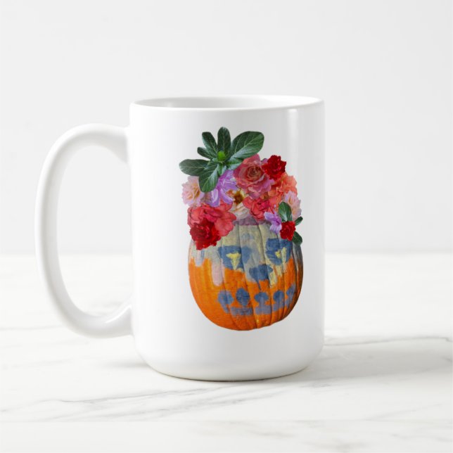 Caneca De Café Floral Pumpkin Graphic Cutout Mug (Esquerda)