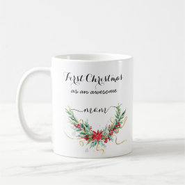Caneca De Café Floral Red Christmas Wreath | Primeiro Natal Como
