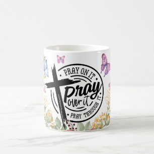 Caneca De Café Floral Reze Nisso Supere Isso Através Disso