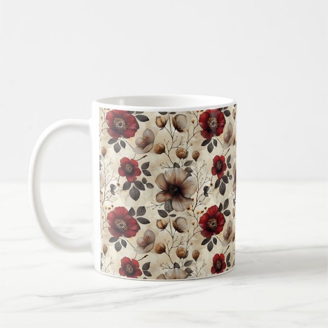 Caneca De Café Floral Romântico Rústico Russo sofisticado e legan (Esquerda)