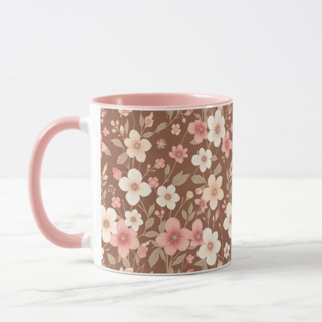 Caneca de Café Floral Rosa (Esquerda)
