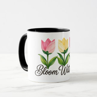 Caneca de Café Floral Rosa Amarelo Tulipa Bloom Wi