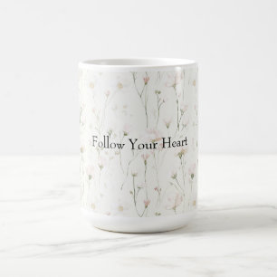 Caneca De Café Floral Rosa Bege Bonito