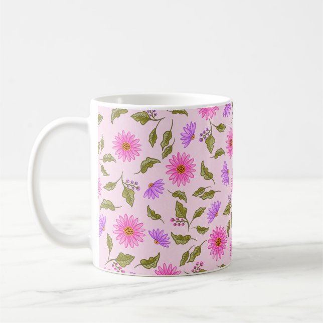 Caneca de Café Floral Rosa de Renda Daisy (Esquerda)