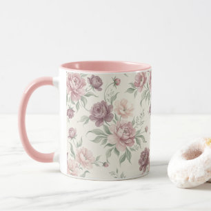 Caneca de Café Floral Rosa Poeirento Vintage & Mau