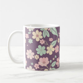 Caneca de Café Floral Roxa