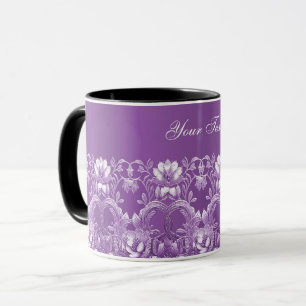 Caneca de Café Floral Roxa