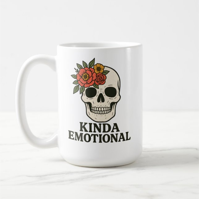 Caneca De Café Floral Skull Aesthetic with Soft Emotional Touch (Esquerda)