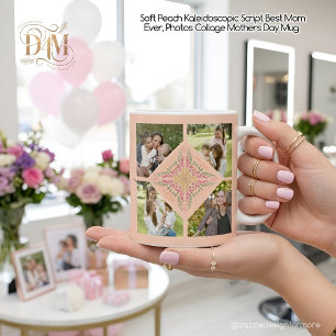 Caneca De Café Floral Soft rosa caleidoscópico Script Melhor Mãe