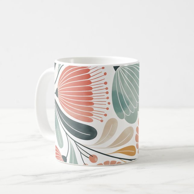 Caneca De Café Floral Suave de Verão (Frente Esquerda)