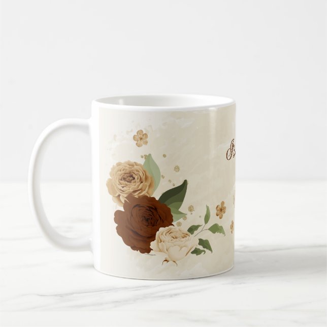 Caneca De Café floral tom terracota  (Esquerda)
