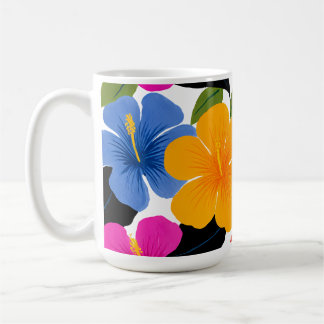 Caneca de Café Floral Tropical Colorida – Fluxo Vi