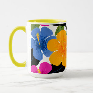 Caneca de Café Floral Tropical Colorida – Fluxo Vi
