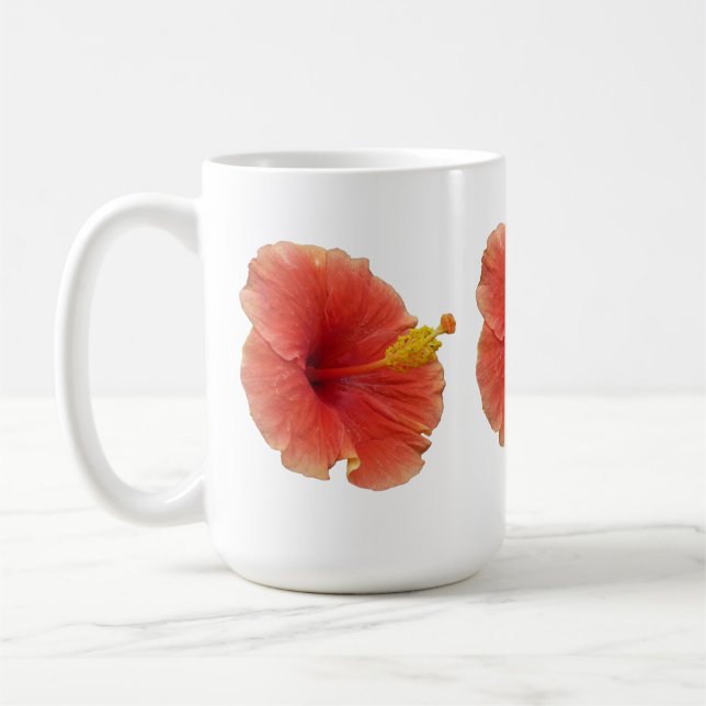 Caneca De Café Floral Tropical de Laranja Hibiscus (Esquerda)