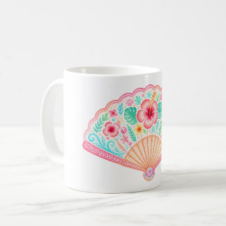 Caneca de Café Floral Tropical Pastel