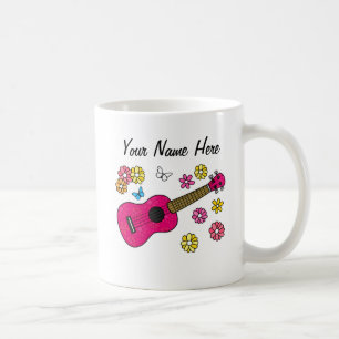 Caneca De Café Floral Ukulele Flores Do Jogador Do Ucamo Personal