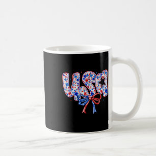 Caneca De Café Floral Usa Patriótico Bandeira Americana 4 De Julh