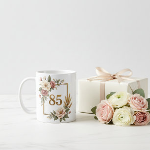 Caneca De Café Floral Vintage Aniversário de 85 anos Nome Persona