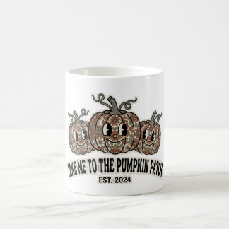 Caneca de Café Floral Vintage com Abóbora de Outon