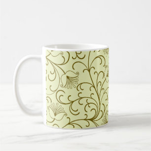 Caneca De Café Floral Vintage: Linda Ilustração de Fundo