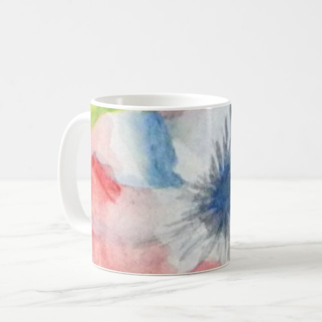 Caneca De Café Floral Watercolor Café Tea (Frente Esquerda)