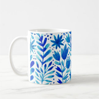 Caneca De Café Floral Watercolor Plantas Textura Sem Costura