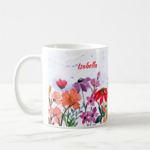 Caneca De Café Floral Watercolor Trust in Jehovah Custom Name Mug