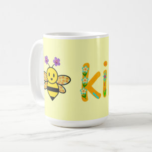 Caneca De Café Floral Whimsical Bee Kind