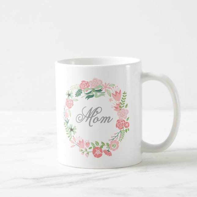 Caneca De Café Floral Wreath | Dia de as mães (Direita)