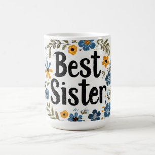 Caneca De Café Floral Wreath "Melhor Irmã"
