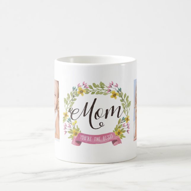Caneca De Café Floral Wreath | Modelo de Fotografia para Mãe (Centro)