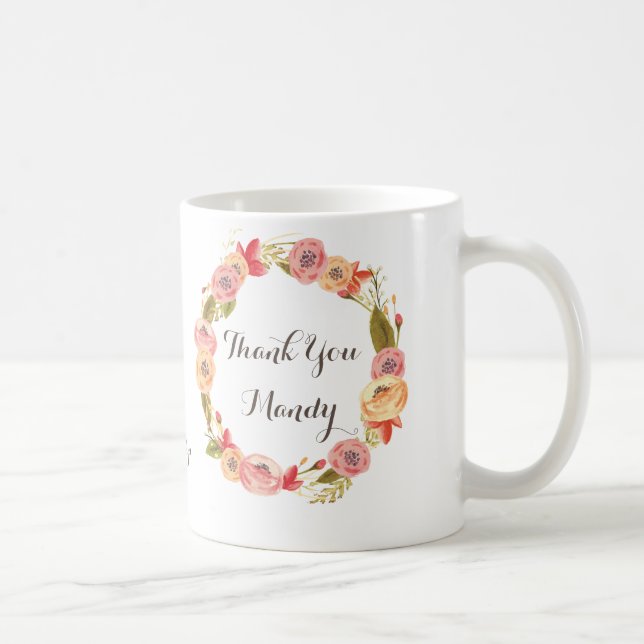 Caneca De Café Floral Wreath Obrigado Professor Café Mug (Direita)
