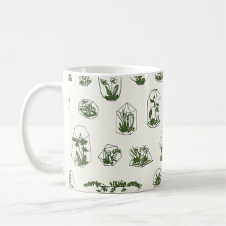 Caneca De Café Florário Suculente: Design Geométrico de Vintage.