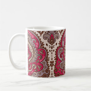 Caneca De Café Floreal paisley, padrão étnico de mandala.
