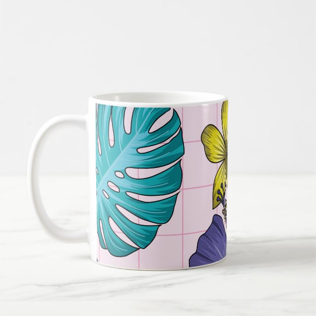 Caneca De Café Florença tropical: padrão de folhas sem costura (Esquerda)