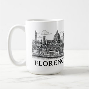 Caneca De Café Florence Cityscape - Arte de Linha da Catedral Duo