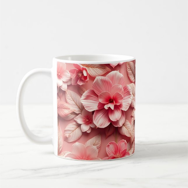 Caneca De Café Flores 3D (Esquerda)