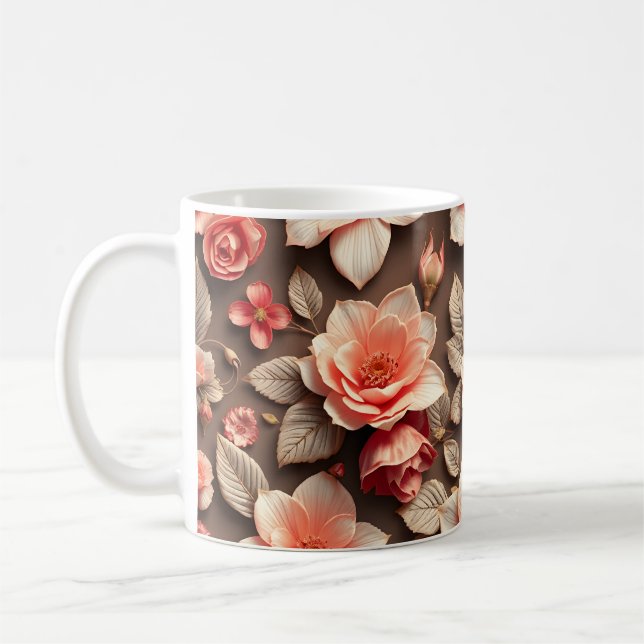 Caneca De Café Flores 3D (Esquerda)