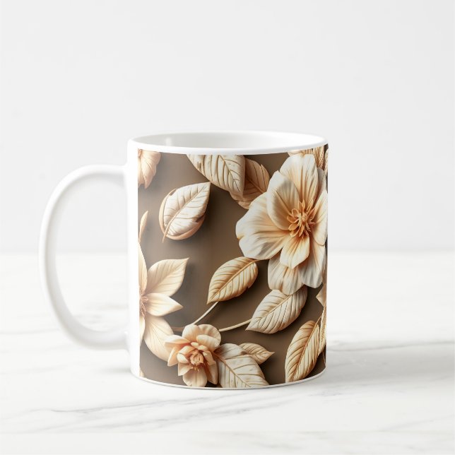 Caneca De Café Flores 3D (Esquerda)