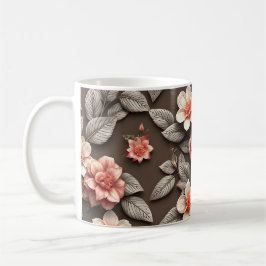 Caneca De Café Flores 3D