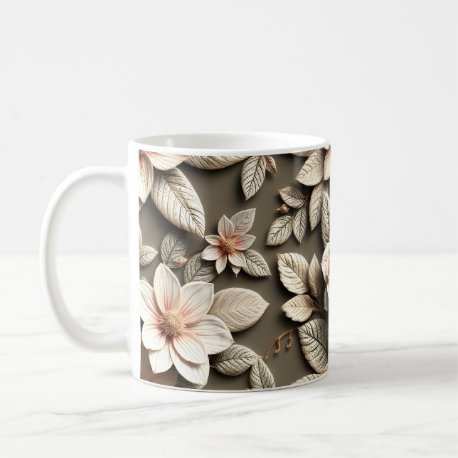 Caneca De Café Flores 3D (Esquerda)