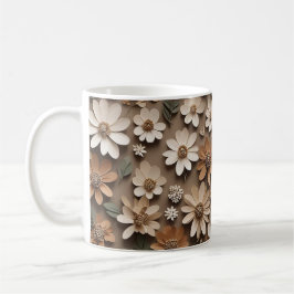 Caneca De Café Flores 3d agrupadas em um estilo minimalista
