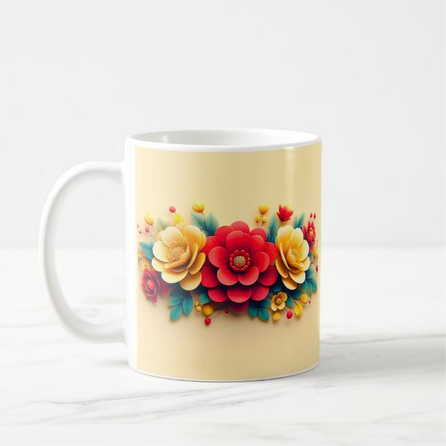 Caneca De Café Flores 3D fofas (Esquerda)