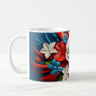 Caneca De Café Flores 3d vibrantes