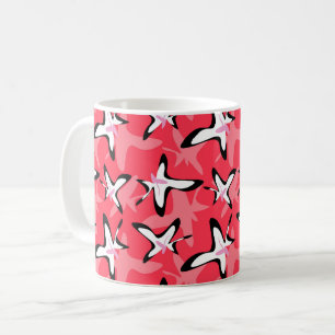 Caneca De Café Flores abstratas modernas rosa preto