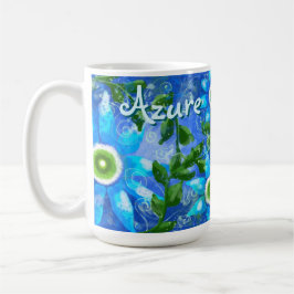 Caneca De Café Flores Abstrato Azuis Verdes Florais Personalizada