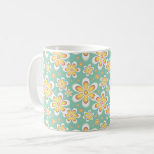 Caneca De Café Flores Amarelas de Primavera sobre Verde