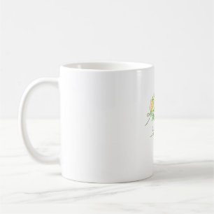 Caneca De Café Flores Amarelas e Azuis
